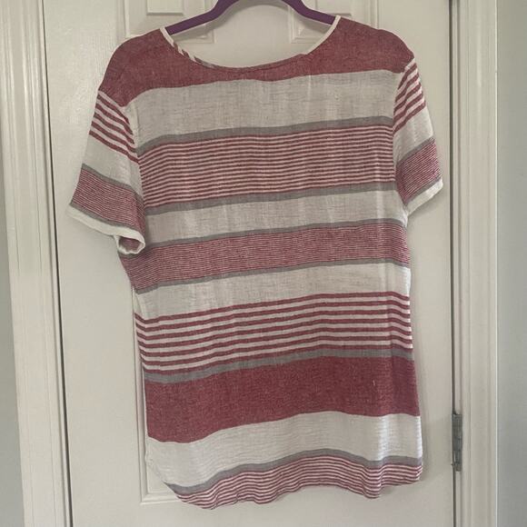 CASLON • Red + White Striped Short Sleeve Top - Picture 6 of 6